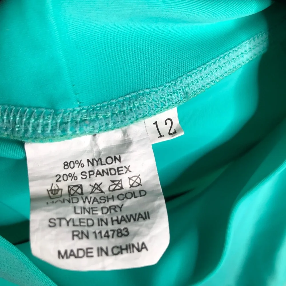 Kids RashGuard, Size 12, Color Aqua - Picture 3 of 3
